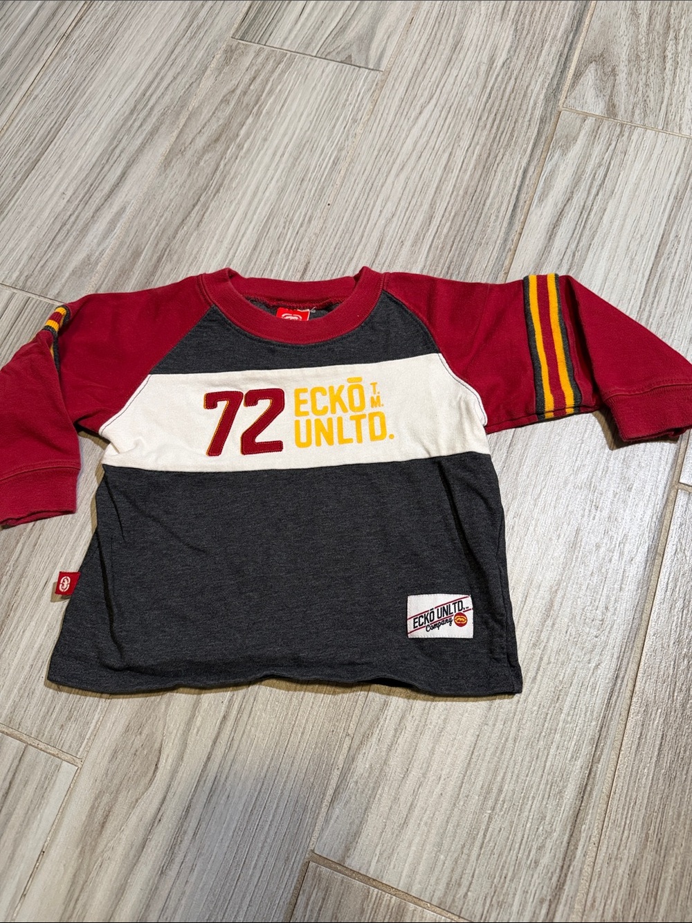 Ecko Unlimited Red, White & Charcoal Kids Long-Sleeve Tee with '72' Graphic